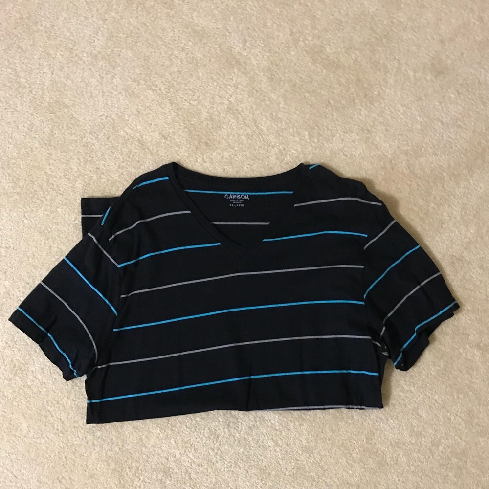 Black striped v-neck
